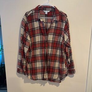 Old Navy Red and Black Plaid Button Down Shirt